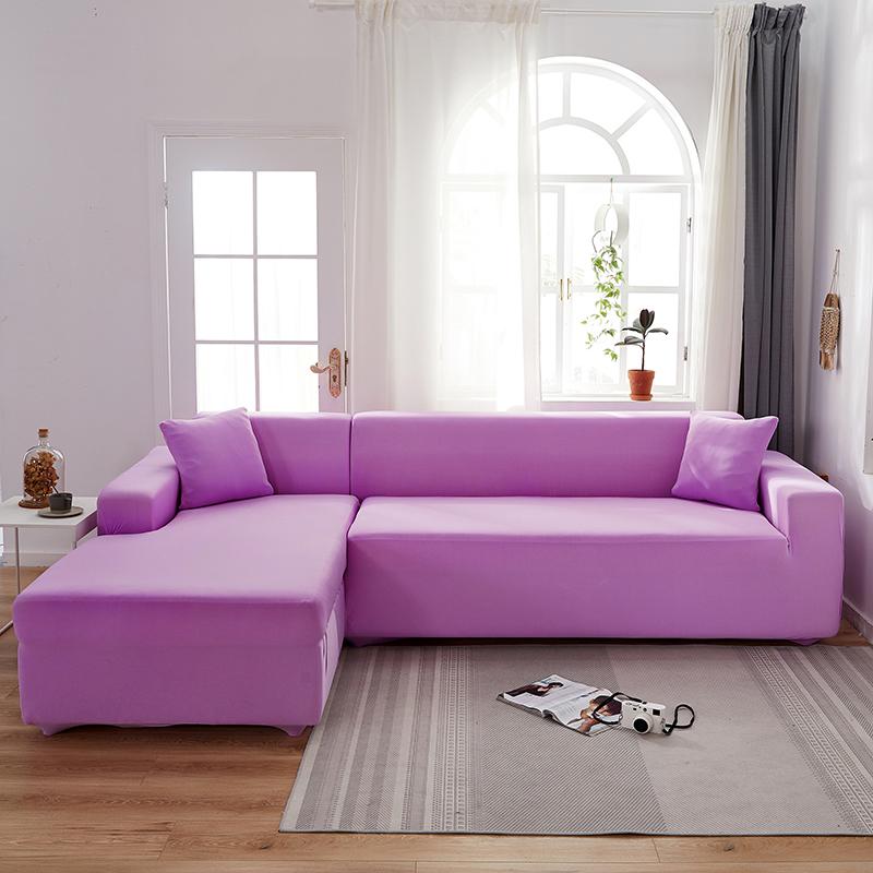 Solid Color Stretch Sofa Cover for Living Room Elastic Slipcovers  Couch Cover L Shape Armchair Cover Single/Two/Three/Four Seat