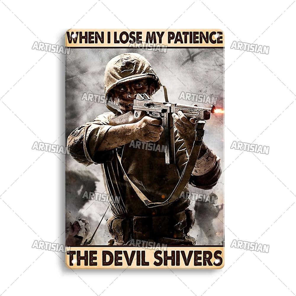 

Артизанальный армейский металлический щиток, солдатская жестяная табличка, патриотизм, война, декоративный знак, настенный декор, гараж, бар, паб, клуб, отель, кухня, дом 7.8x11.8inch