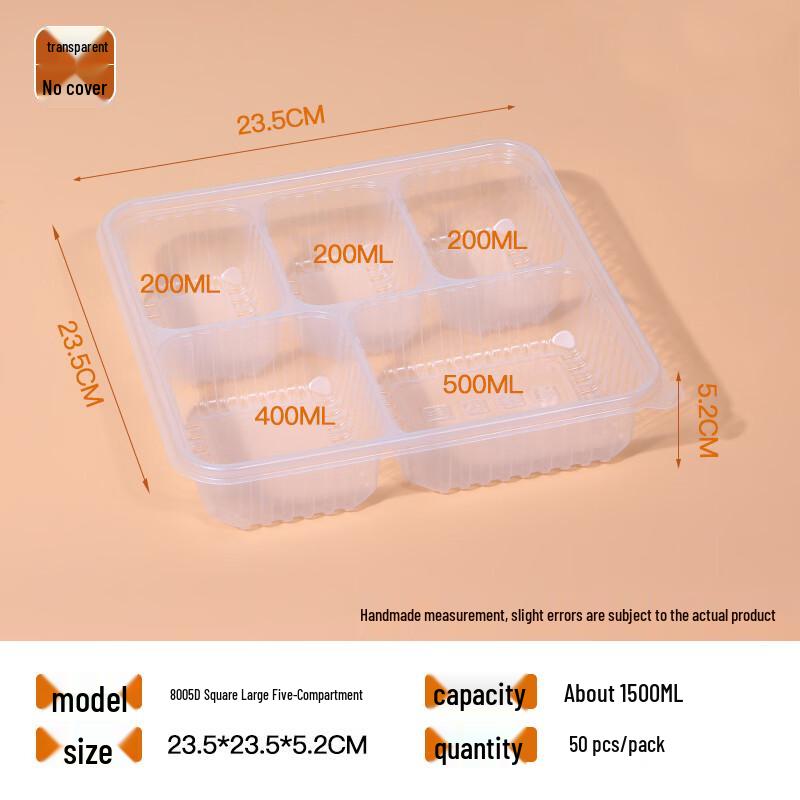 Disposable 5-Compartment Food Containers