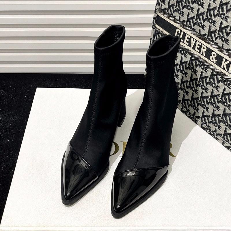 Fashion 2024 New Winter Women High Heels Ankle Pointed Toe Fashion Designer Women Comfortable Elegant Designer Zip Boots Shoes for Women