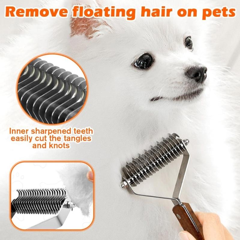 Gentle Pet Hair Brush Wood Deshedding Comb Cats Massage Grooming Tool Reduces Shedding Regular Use