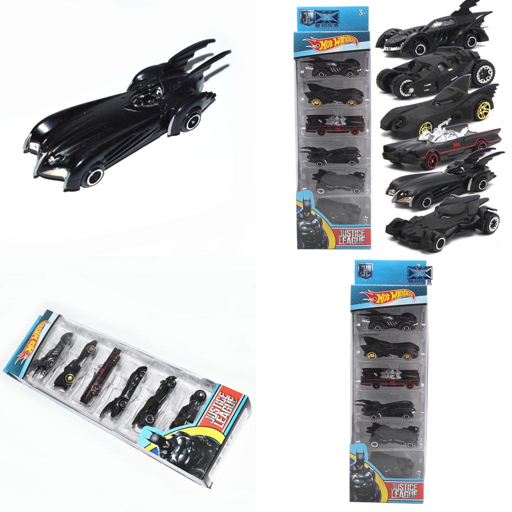 Conjunto Clássico de 6 Carros Die-cast Hot Wheels Dc Comics Batman Batmóvel Para Crianças e Adultos
