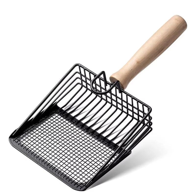 Cat Litter Scoop with Ergonomic Handle & Hook Durable Metal Fine Mesh Sifter Shovel Cat Waste Cleaning Tools for Cat Litter Box