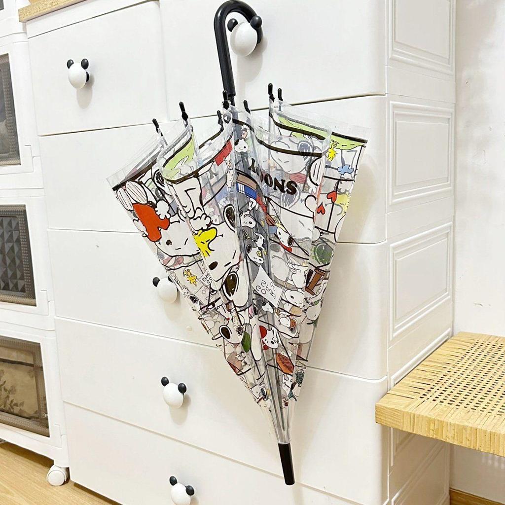 Korean Women's Transparent Automatic Folding Umbrella with Cute Cartoon Design
