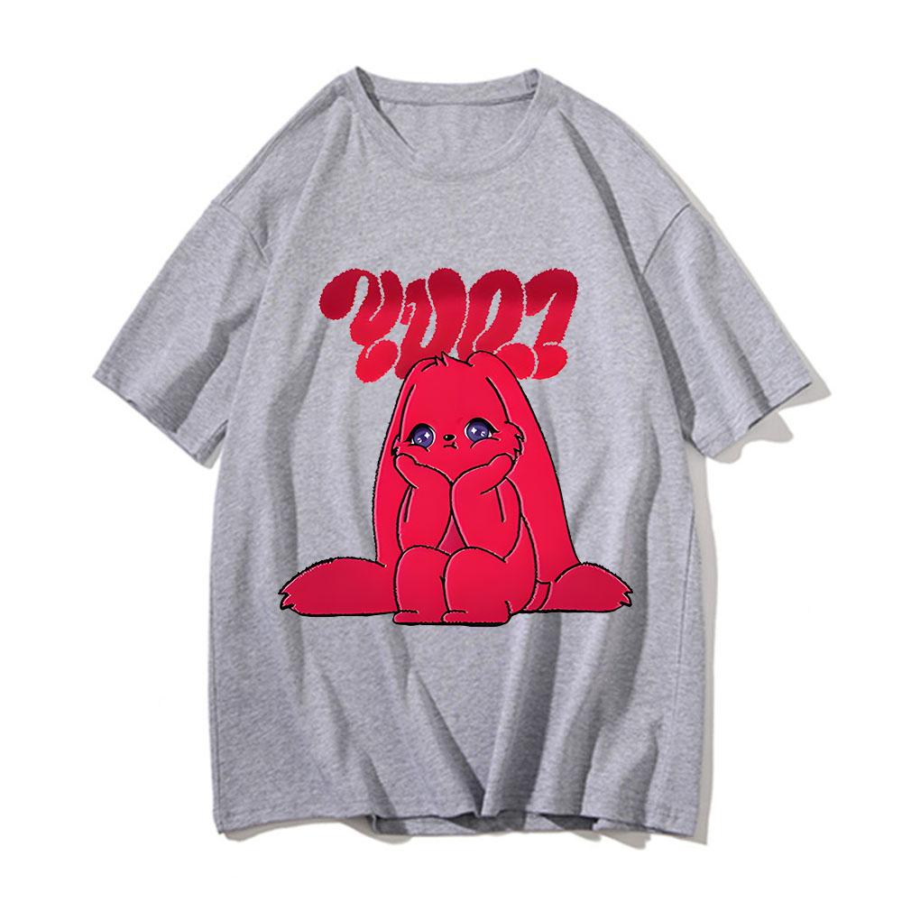 Yuqi 1st Mini Album YUQ1 T-shirt Same Rabbit Pattern Printing Tee-shirt Kawaii Fashion O Neck Cotton Tops Tshirt Couples Clothes