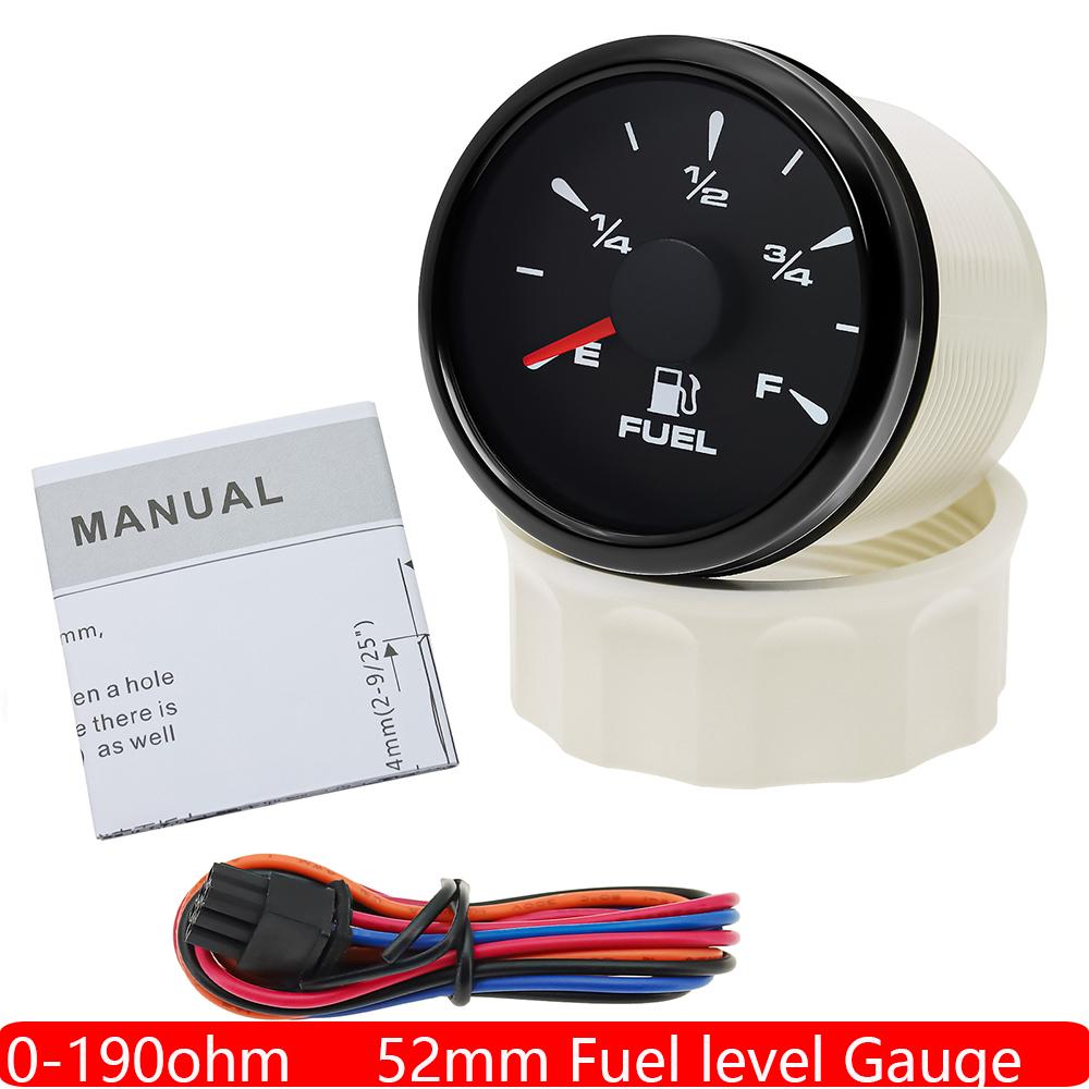 Universal Auto Car 52MM Fuel Level Gauge 8 Color Light 0-190 Ohm Pointer Oil Tank Meter 240-33 Ohm Waterproof 12V 24V Custom