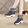 Snow boots women's, autumn and winter warm cotton boots, casual shoes, rabbit fur wedge heel short women's shoes zipper Martin boots