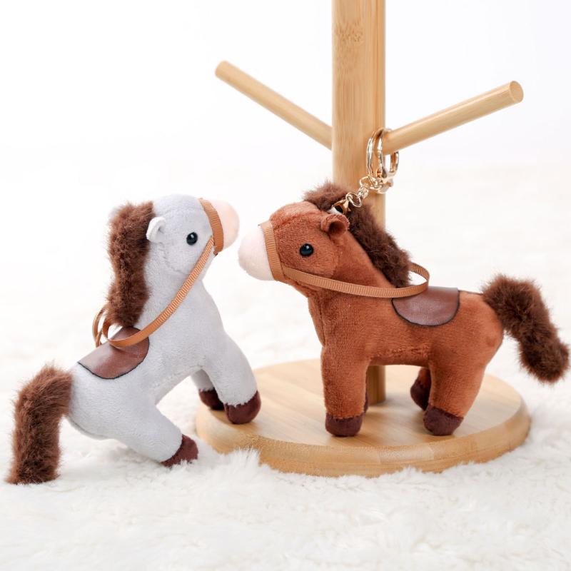 Niedliches Reins Pferd Mini Anhänger Schlüsselanhänger Plüschtier Kawaii Lebensechtes Tier Simulation Stoffpuppe Taschenanhänger Freund Kind Geschenk