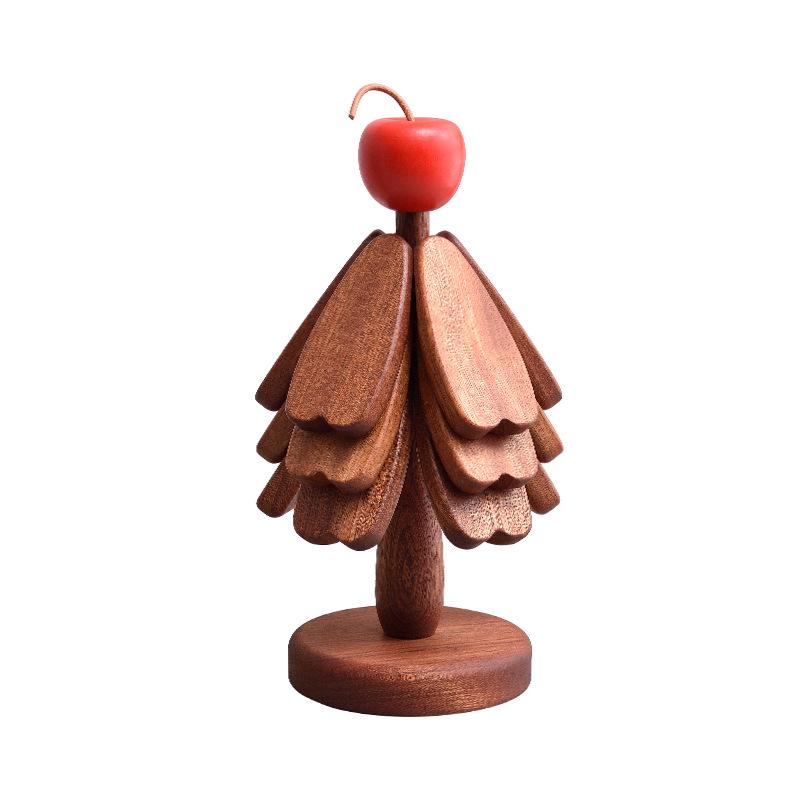 High-End Christmas Tree Insulated Placemat & Pot Holder – Creative Solid Wood, Heat Resistant Table Decoration.
