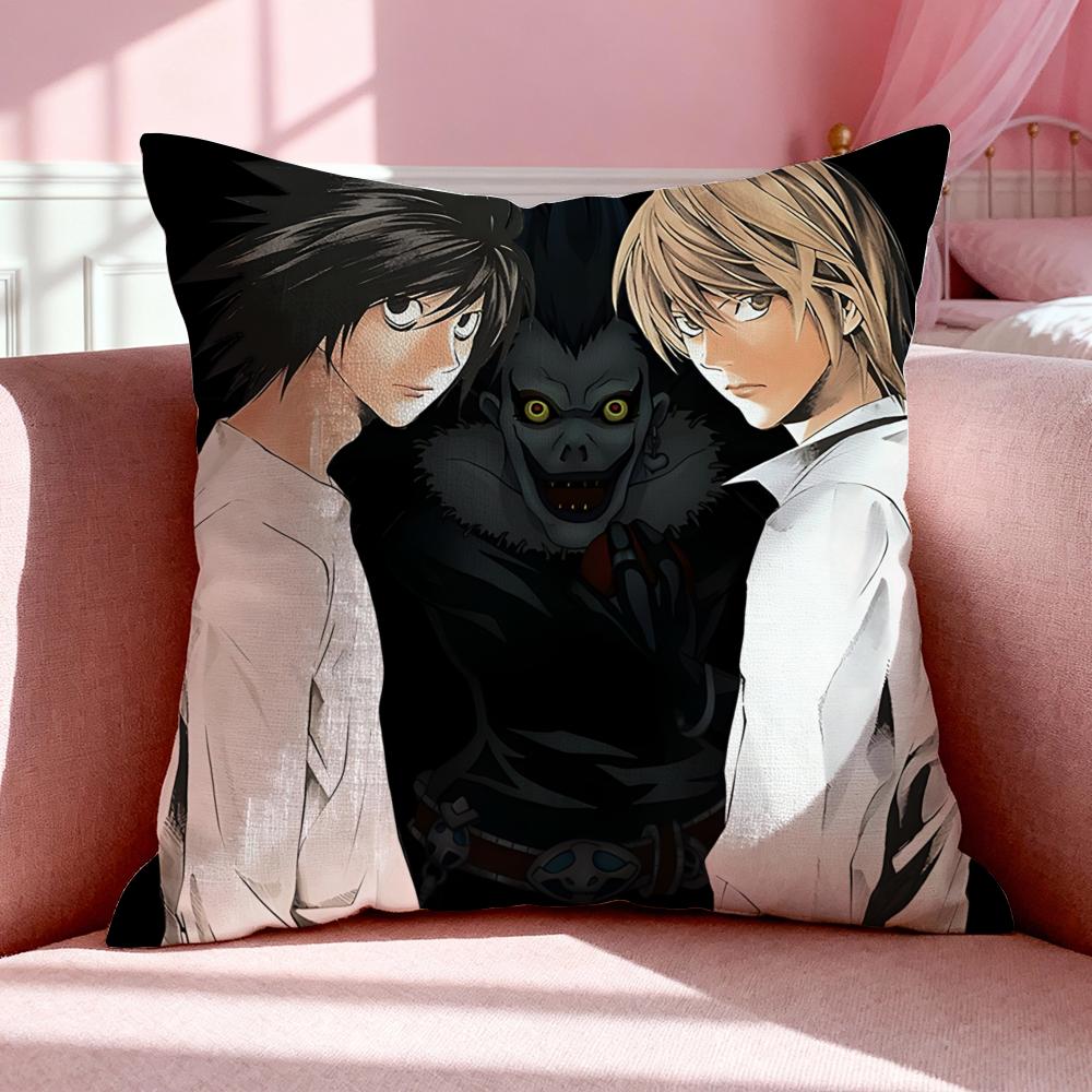 Anime D-Death Note Double-Sided Printed Pillow Cover Short Plush Suitable Living Rooms Bedrooms Sofas Throw Cushion Cover