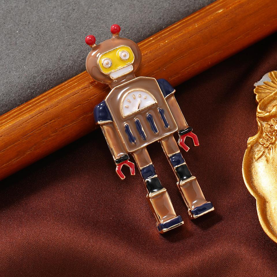 Original Personality Retro Robot Brooch Men'S Nostalgic Jacket Dress Pin Student Bag Buckle