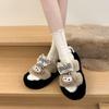 Cute cartoon doll fluffy slippers women's 2025 autumn and winter outer wear thick-soled non-slip cotton slippers women's one-word drag