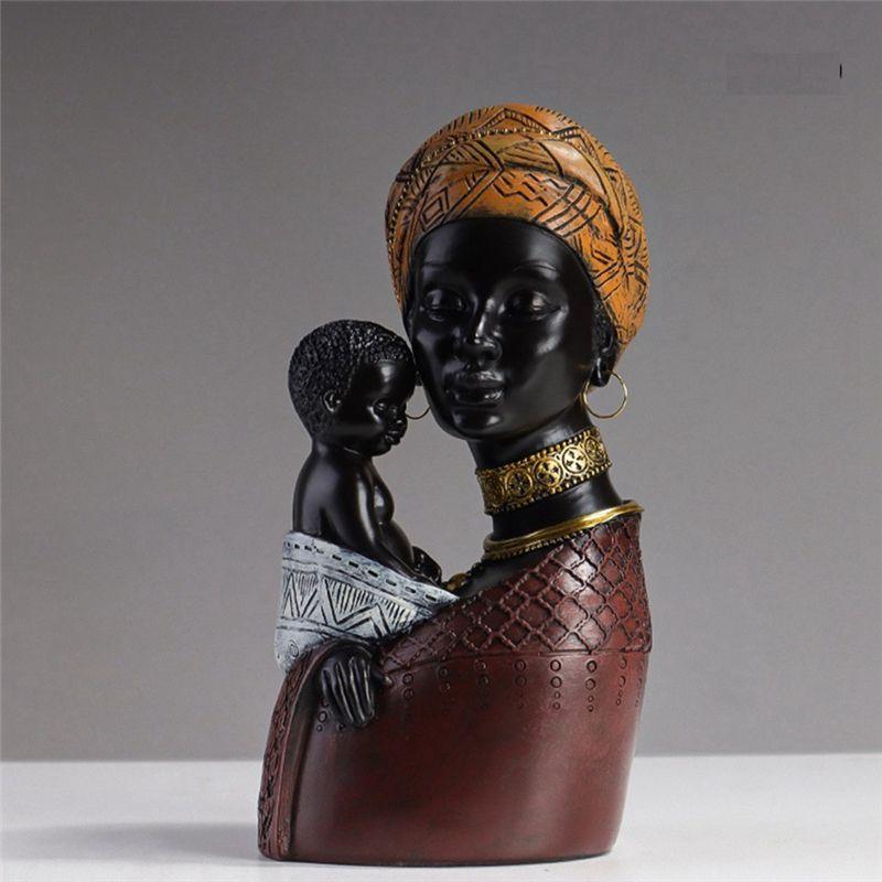 CYCLI-Home Decor,African Art Sculpture,African Decor, Woman And Son Statue, Perfect For Living Room Tabletop Decoration