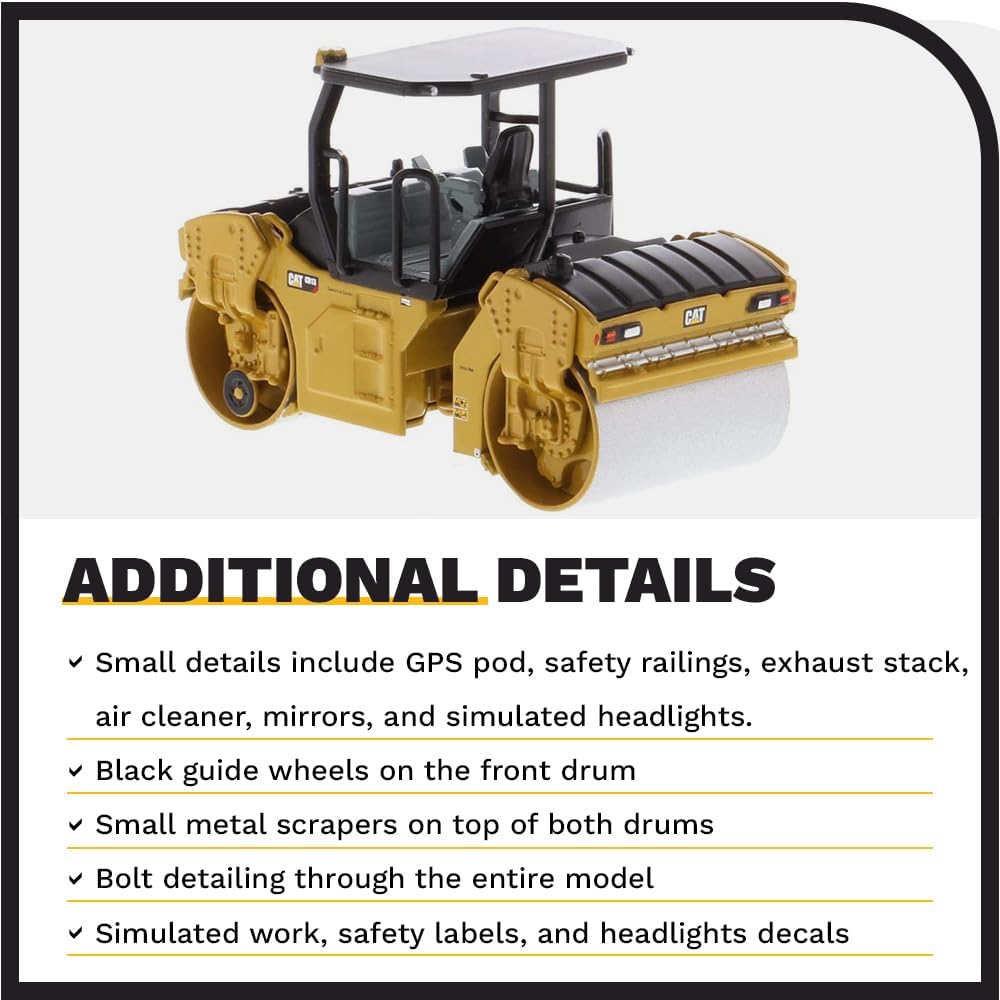 1/64 Diecast Masters Caterpillar CB-13 Roller with ROPS, Play & Collect Series Cat Trucks & Construction Equipment