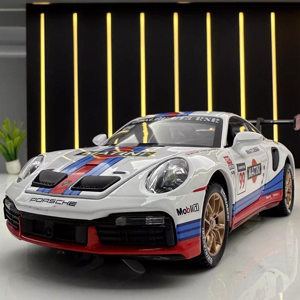 

1:32 911 GT3 RSR Miniature Sports Car Model Toys Alloy Diecast Vehicles 4 Doors Opened Pull Back Sound Light Supercar Boys Gifts синий