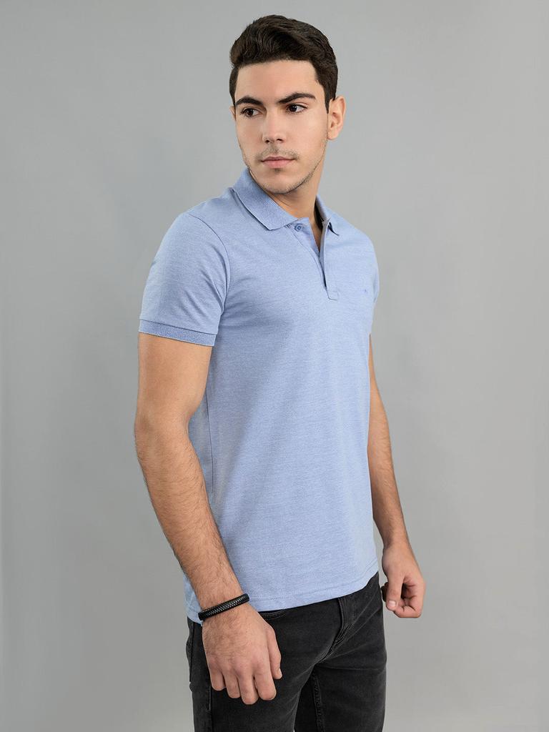 MONTE CARLO Men Regular Fit Light Blue Tshirt