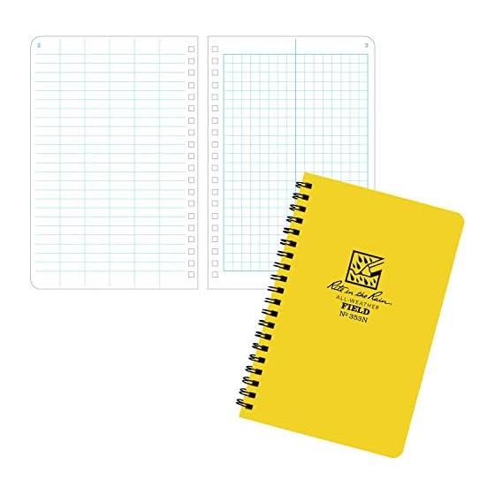 Weatherproof side spiral notebook, 4 5/8" x 7", yellow cover, field pattern (no. 353N)