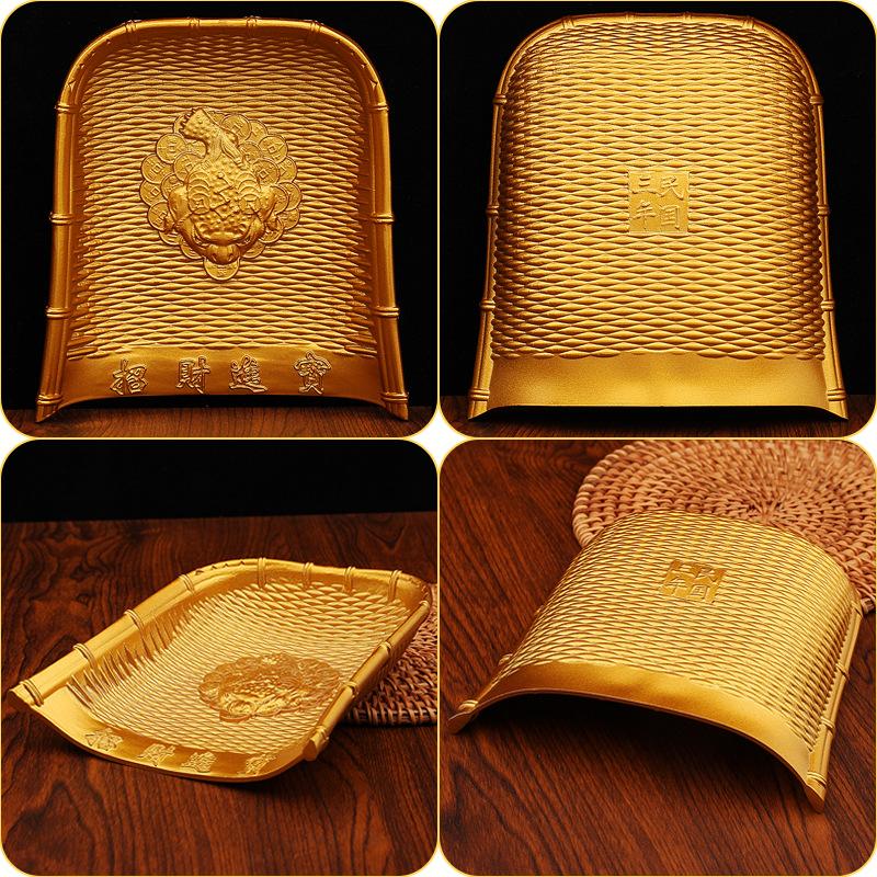 Golden dustpan rice sieve Wugufengdeng metal handicraft ornament housewarming living room decoration brass dustpan