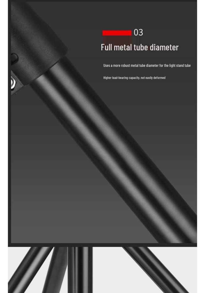 2-Meter Portable Folding Tripod Stand with Retractable Phone Fill Light for Photography and Outdoor Camping