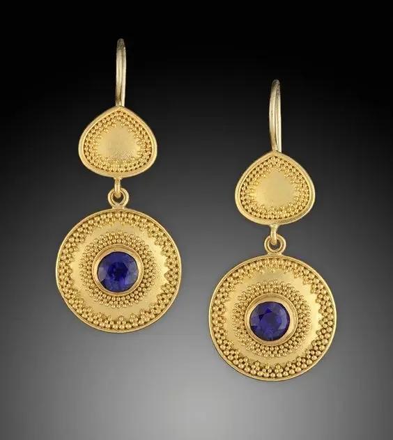 Kreativer Ethnischer Stil Imitation Türkis Ohrring Party Handgemachter Schmuck Geschenk Vintage Hof Goldfarbe Verzierter Ohrring Für Frauen gray