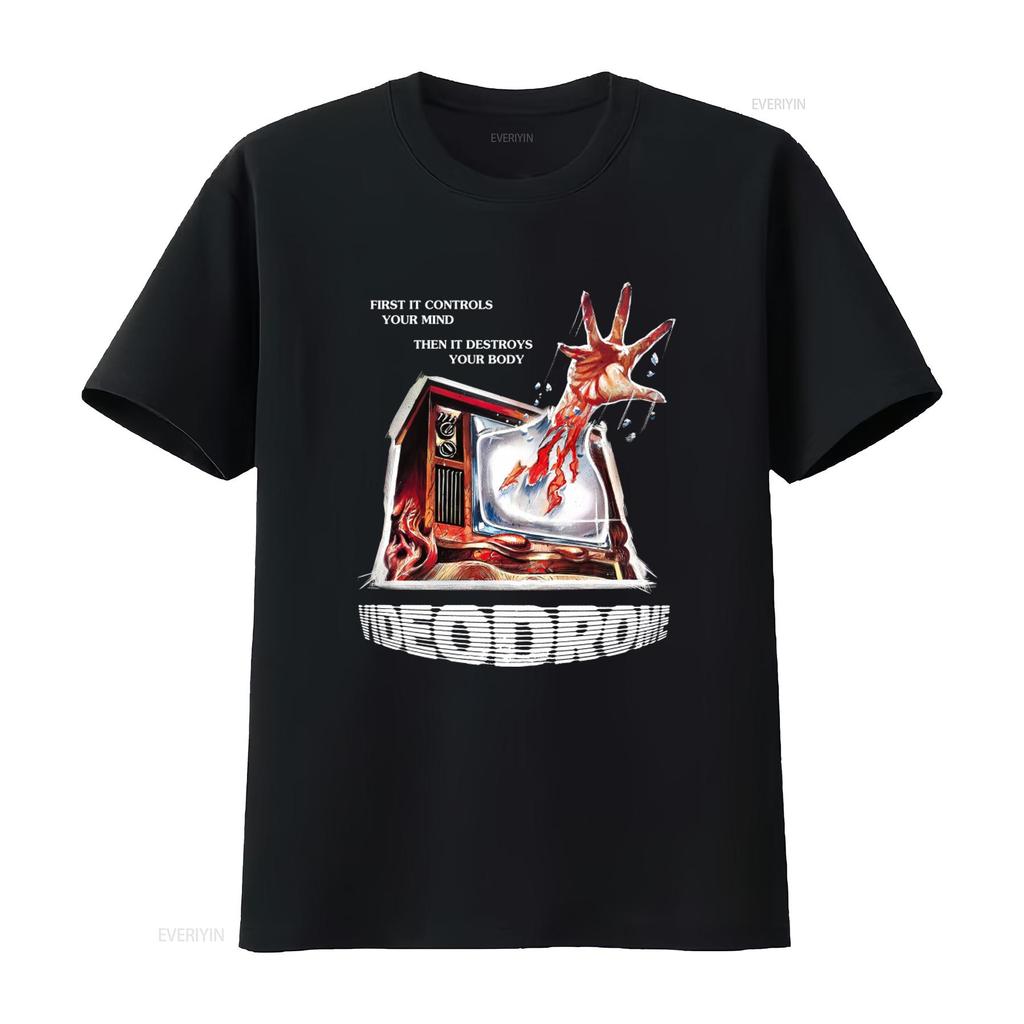 Videodrome Horrorfilm T-Shirt im Vintage-Stil mit gruseligem TV- und Hand-Design Perfekt für Fans vintage Gewaschene Mode für Herren