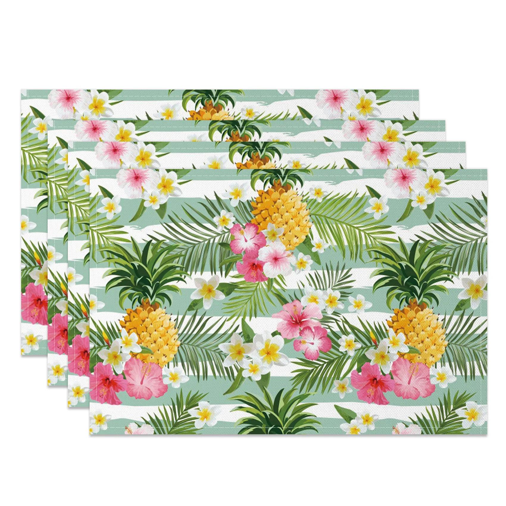 

Summer Tropical Table Decorations Placemats Palm Leaves Flower Fruits Summer Party Restaurant Dust-proof Summer Placemats 1PC 1PC 30x45CM