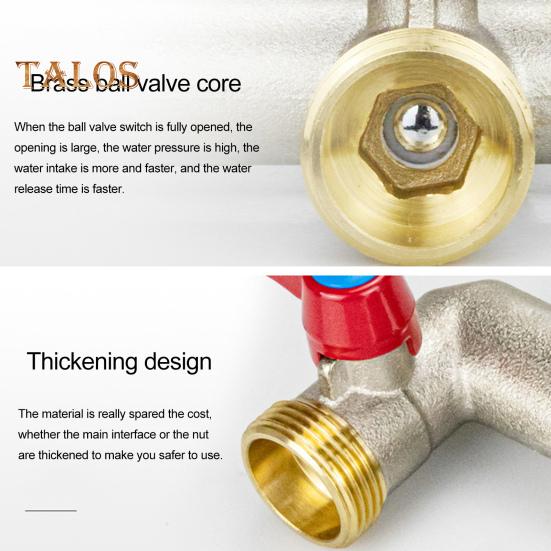 3 Way Garden Hose Splitter Nickel Plated Brass Faucet Manifold 3/4" Frost Resistant Outdoor Hose Spigot Adapter for Gardens Yards Farms
