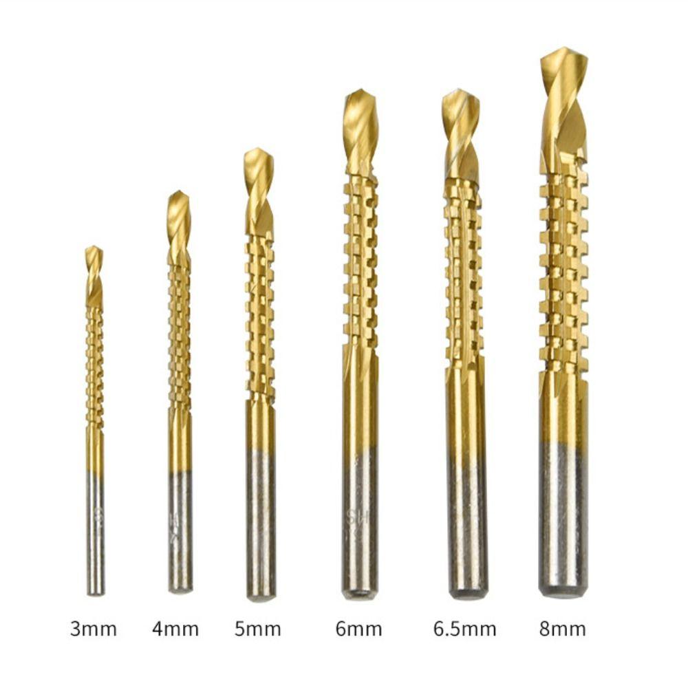 6Pcs High Speed Steel Drill Bit Set Saw Tooth Woodworking Drill Twist Drill Bit Construction Site