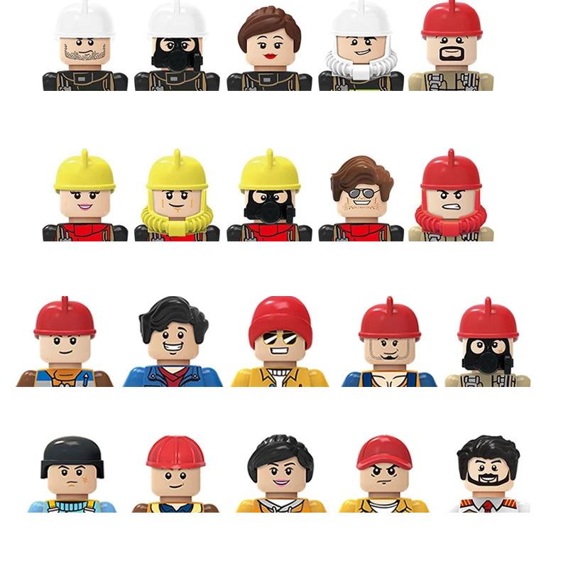 Non-Toxic City Characters Action Figures Building Blocks Policeman Teacher Fireman Occupation Mini Figurine Dolls Bricks Set Children Toys