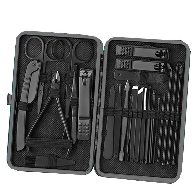 All Black 8-Piece Manicure Set: Nail Clippers, Cuticle Nipper, File
