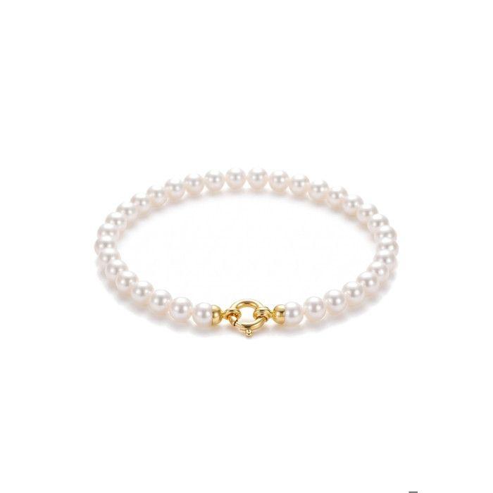 Bracelet - PEARLS & COLORS - Prestige - Perles d'eau douce 8-9 mm - Perles blanches AAA+ - Or jaune 9 ct
