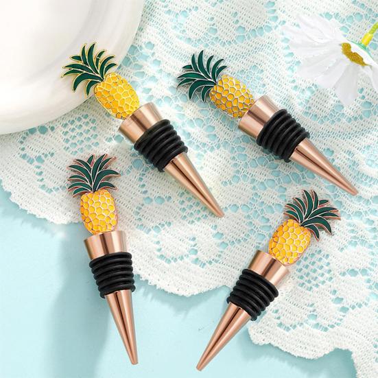 Wine Bottle Stopper Pineapple Design Vacuum Sealed Twist Cap Reusable Champagne Stopper Red Wine Cork for Bar Tools Wine Gifts