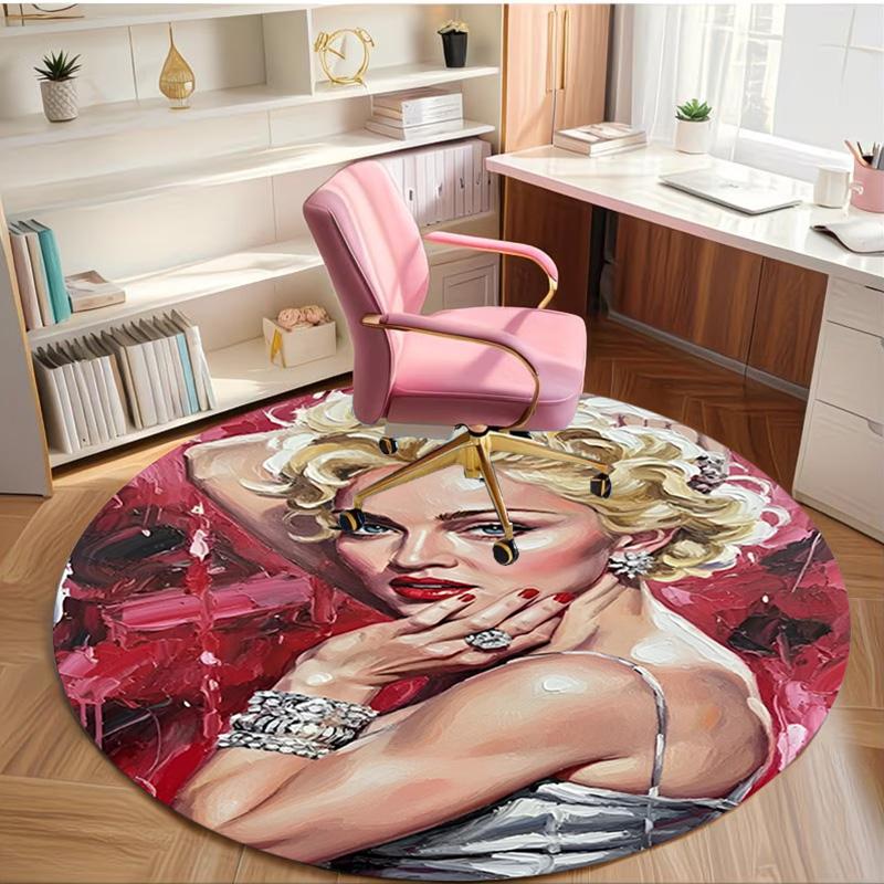 Marilyn Monroe Print Rond Tapijt, Wasbaar Vloerkleed, Voor Entree Slaapzaal Wasruimte Kantoor Studeerkamer, Woondecoratie Verjaardag Kerstcadeau