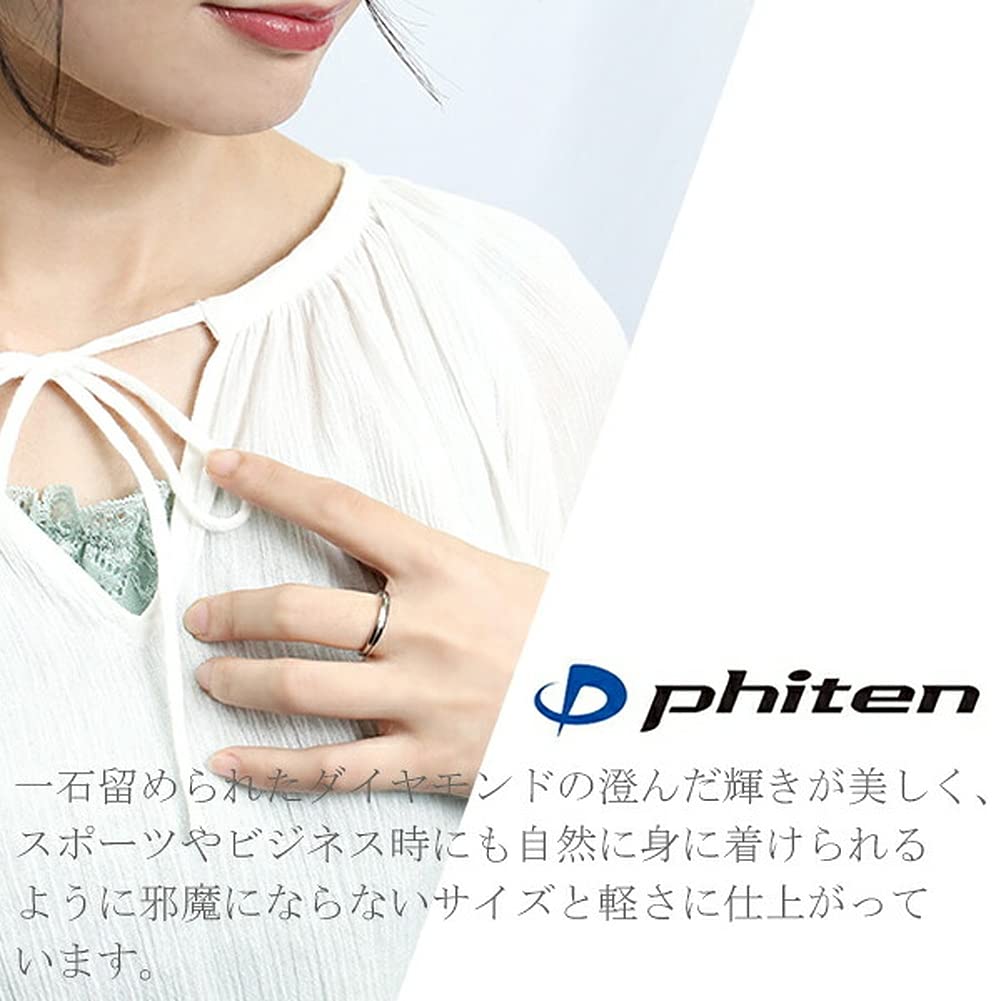 [Fe-fe] fe-fe x phiten [Special Feature] Phiten Slim Diamond Titanium Ring, Sizes 5-11 (Size 11), Simple Women's Ring