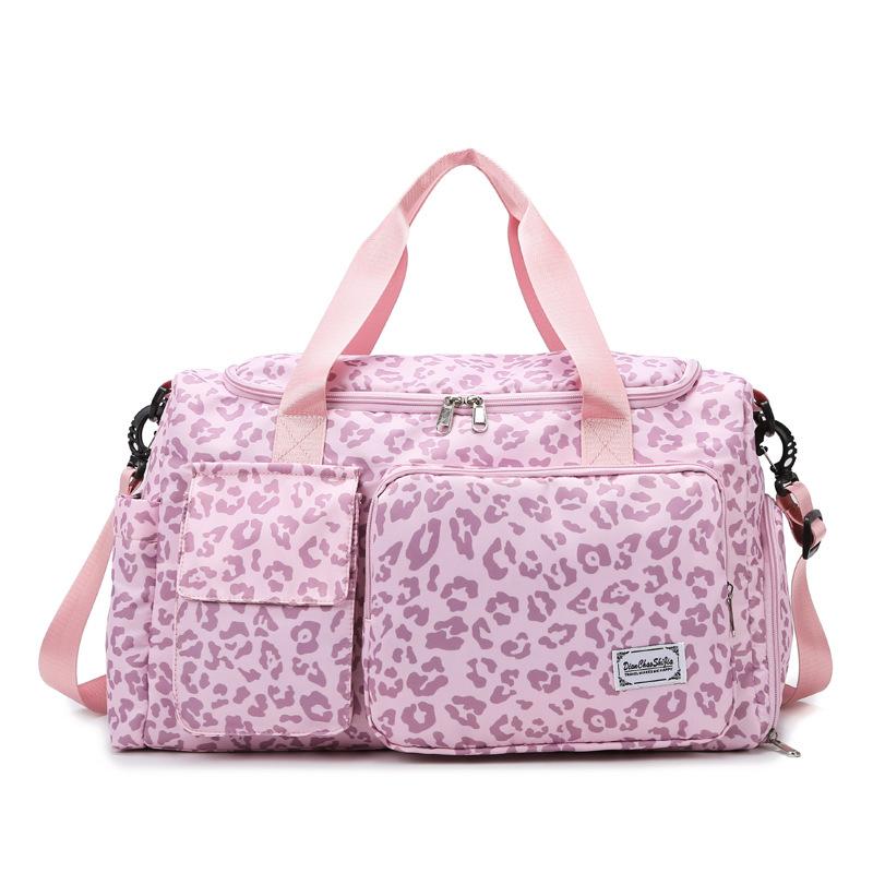 Leopard print model, color ribbon shoes, warehouse model, going out, portable travel bag, wet and dry separation fitness bag, can cover the tie rod.