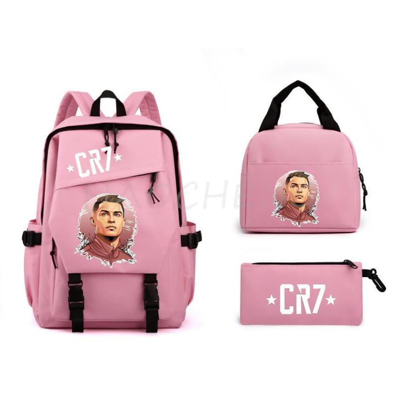 Zaino Scolastico a Tre Pezzi con Stampa di Stella del Calcio Sportiva per Studenti delle Scuole Primarie e Secondarie, Unisex