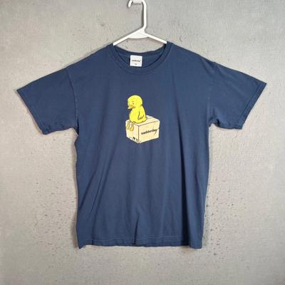 Sadderday Blue T-Shirt With Yellow Duck Graphic Adult Size Medium Mens