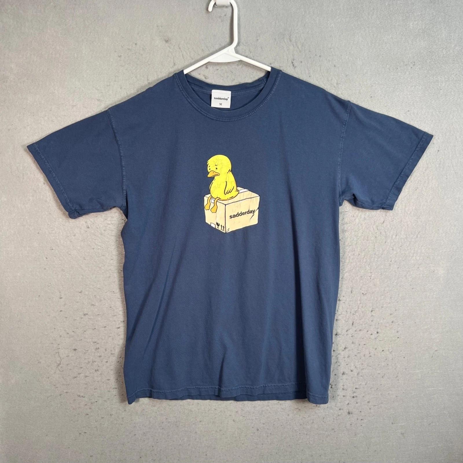 

Sadderday Blue T-Shirt With Yellow Duck Graphic Adult Size Medium Mens S