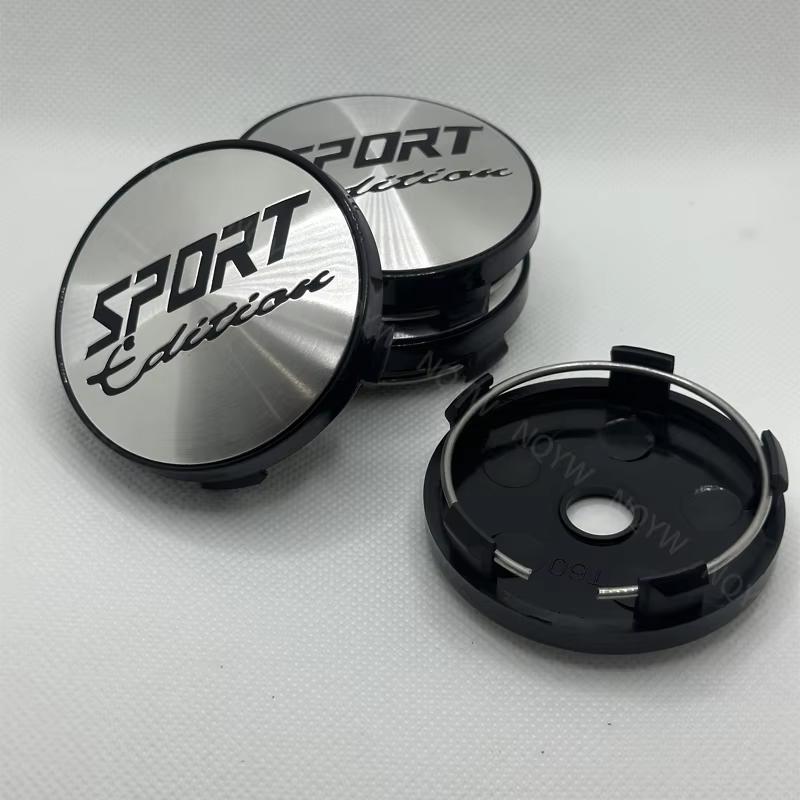 4 Stück/Set 60mm Auto Radmitte Nabenkappen Abdeckung Kit SPORT Edition Logo Dekoration Radkappe Auto Radkappe Staubdichte Abdeckungen Zubehör