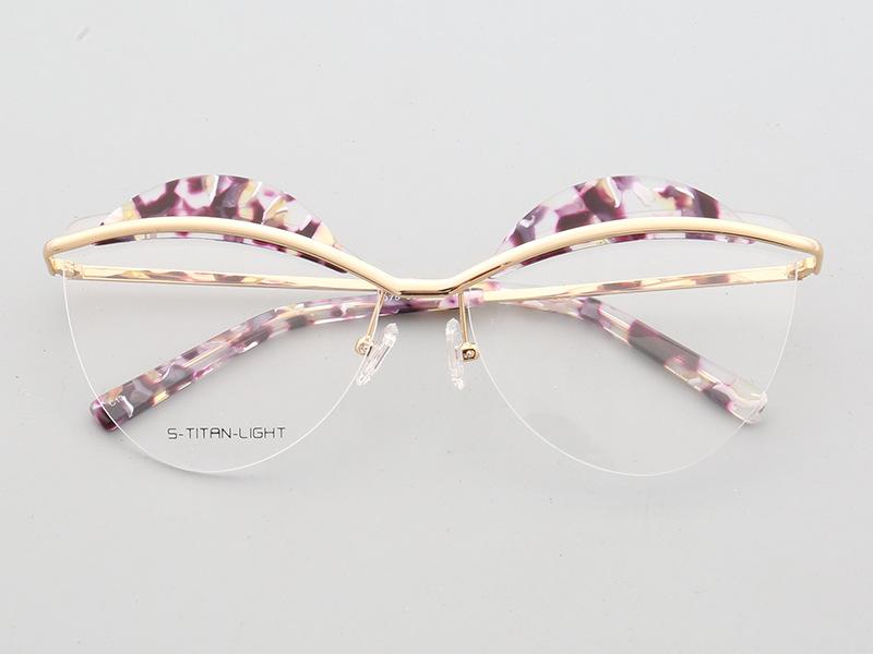 

New Half Rim Tortoise Shell Women Eyeglass Frames Butterfly Vintage Metal Fashion Glasses Frames Prescription Lenses Eyeglasses