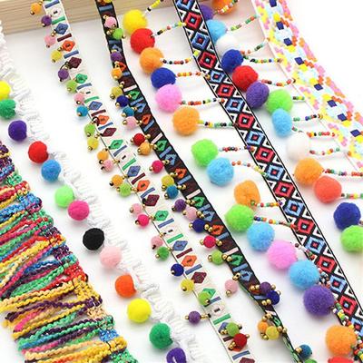 1yard Supplies Costume Fabric DIY Craft Pompom Bohemia Ribbon Embroidered Tassel Lace Trim