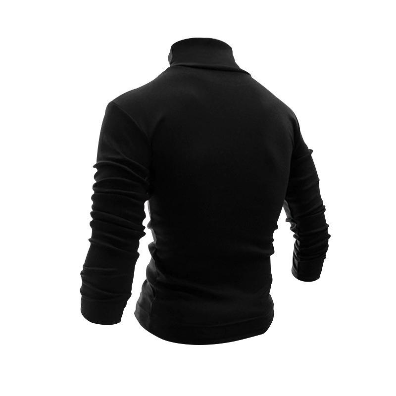 Men's Autumn/Winter High-Neck Knit Sweater - European/American Style Solid Color Long-Sleeve Fashion