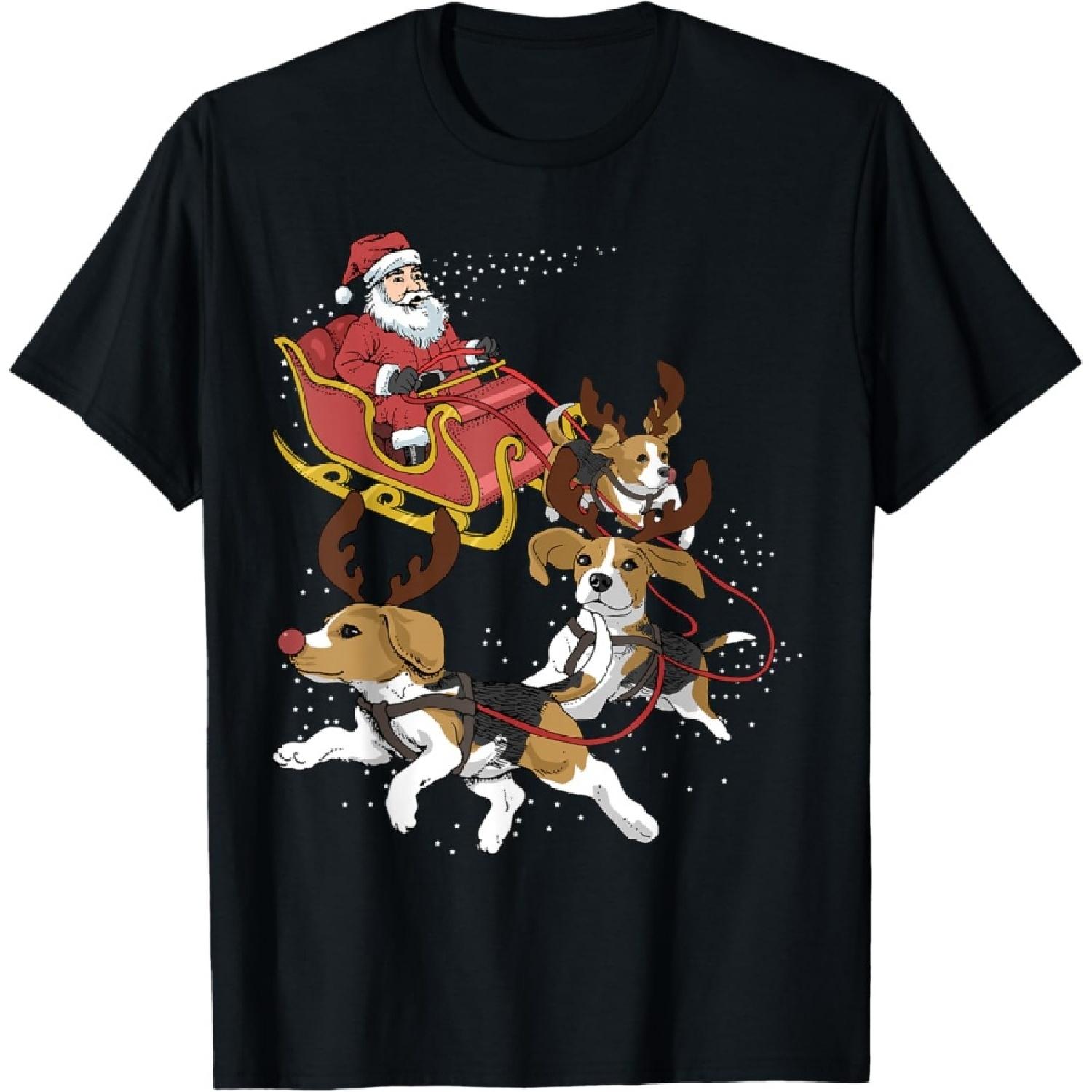 Funny Beagle Christmas For Cute Dog Lovers T-Shirt S