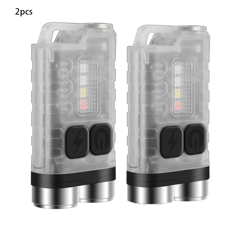 V3 Powerful EDC LED Keychain Flashlight 1000LM Mini Portable Work Light Type-C Rechargeable Torch Camping Fishing Pocket Lantern