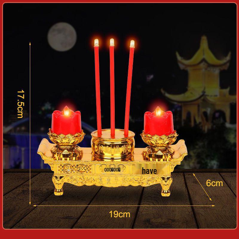 Dual-Use LED Incense & Candle Holder for Ancestor Worship (Battery-Free)