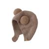 Children Acrylic Hat Kids Warm Hat Kids Winter Hat with Bear Ear Design Button Closure Elastic Band Solid Color Winter Cap
