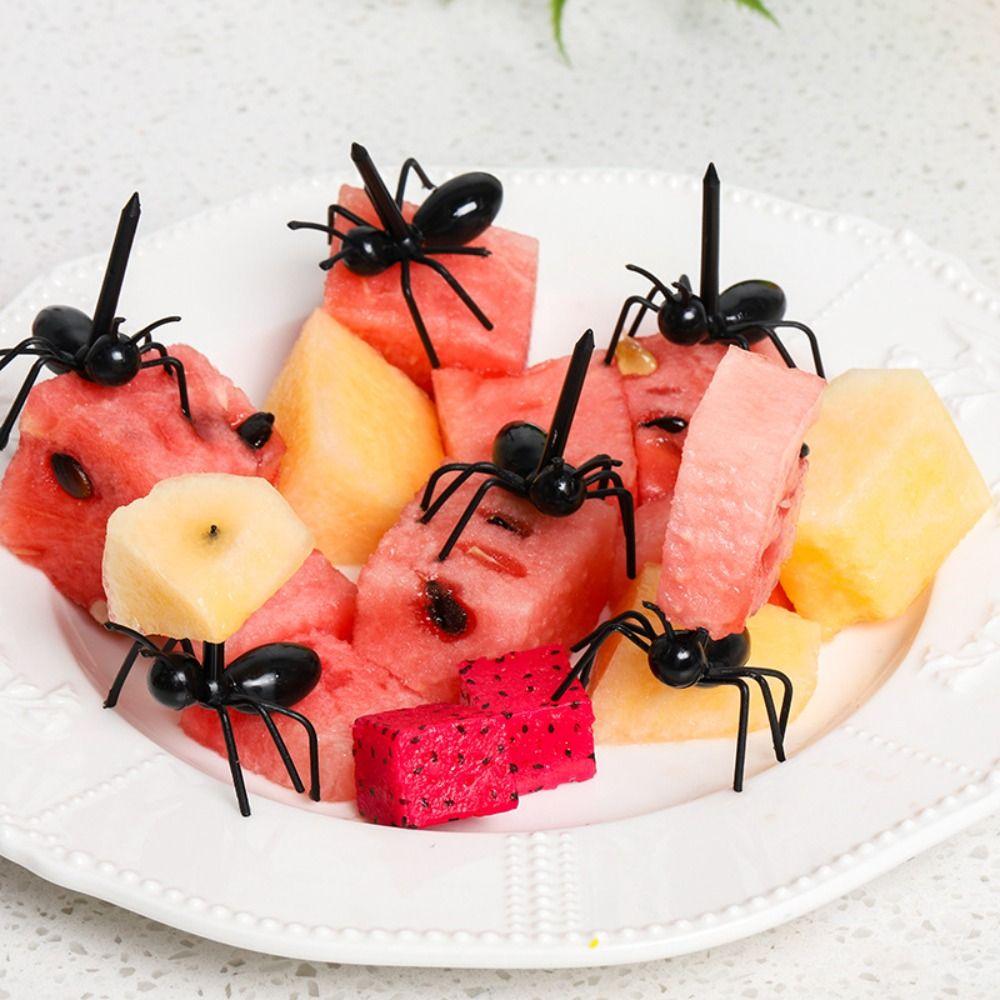 6PCS/12PCS ABS Plastic Ants Moving Fruit Fork Fruit Pick Cake Snack Fork  Party Supplies