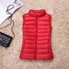 Autumn Winter Women Stand Collor Solid Color Sleeveless Zipper Slim Lightweight Down Vest M-4XL