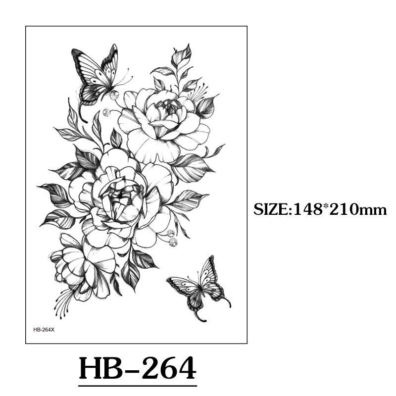 1 Stück Sexy Schwarze Blume Temporäre Fake Tattoo Aufkleber für Frauen Mädchen Falsche Tattoos DIY Wassertransfer Tattoos Körperkunst Make-up