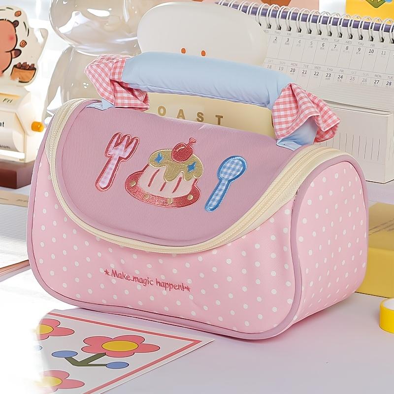 

Sweetheart Plaid Bowknot Pencil Case Multi-Pocket Organizer Contrast Color Big Storage Pouch with Handheld A3217 рожевий